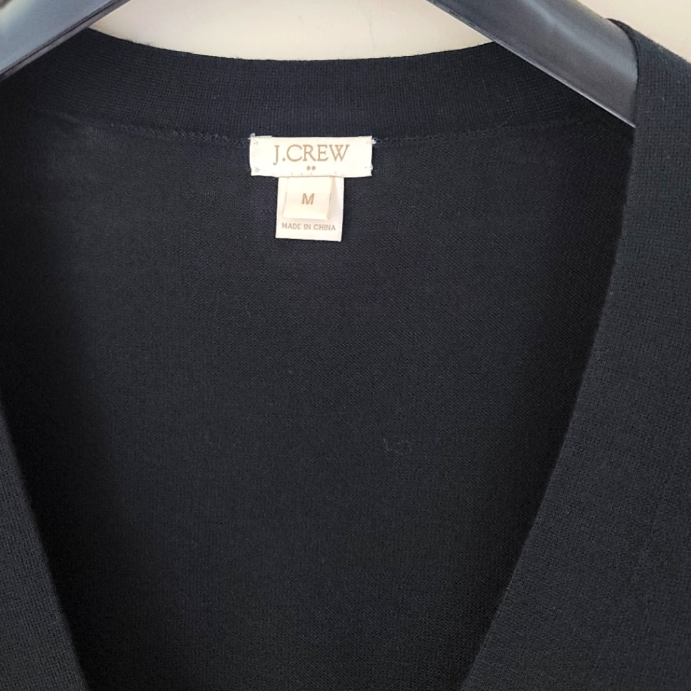J.Crew 100% Merino Wool Cardigan, Black, Size M  - Picture 2 of 8